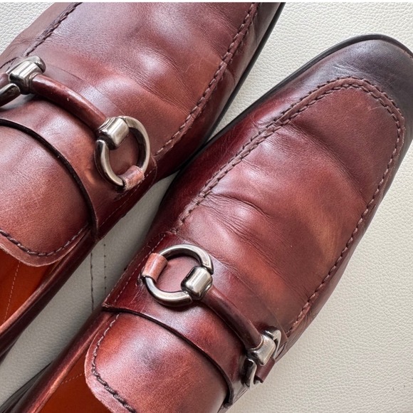 Magnanni Mens Brown Leather Horsebit Loafers Shoes Size 8.5 M Made in Portugal